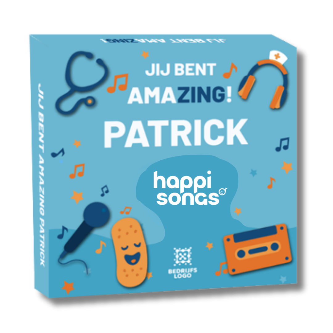 Happisongs zorgbox met zorgillustraties tussen de muziek